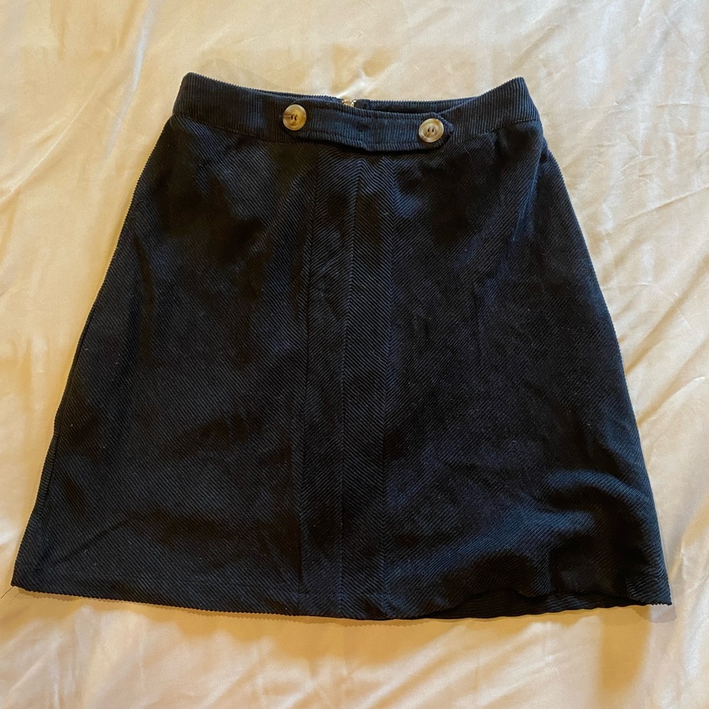 E-Lady Black Corduroy A-Line Mini Skirt NWT 8 Ribbed Button Detail SBX-RQ2101409